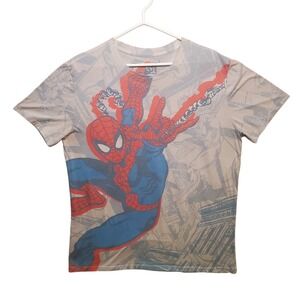 Marvel Spiderman All Over Print Graphic T Shirt Men Large  AOP Cartoon Comic Tee